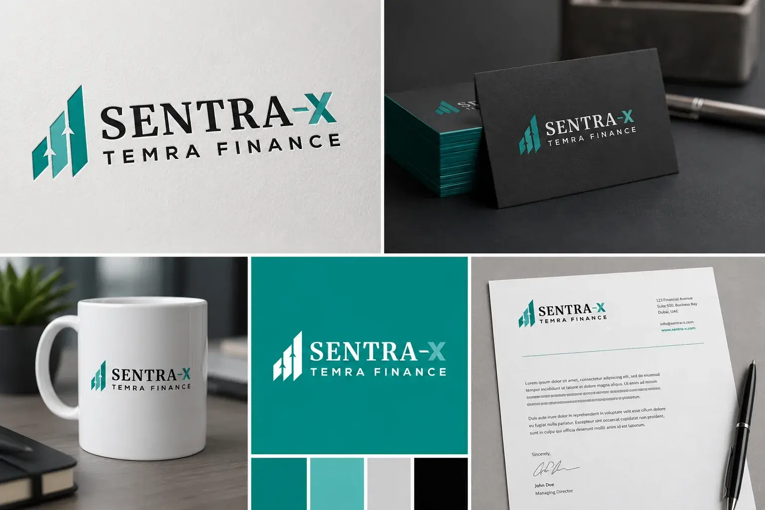 SentraX corporate document design detail by Khalil Grouz