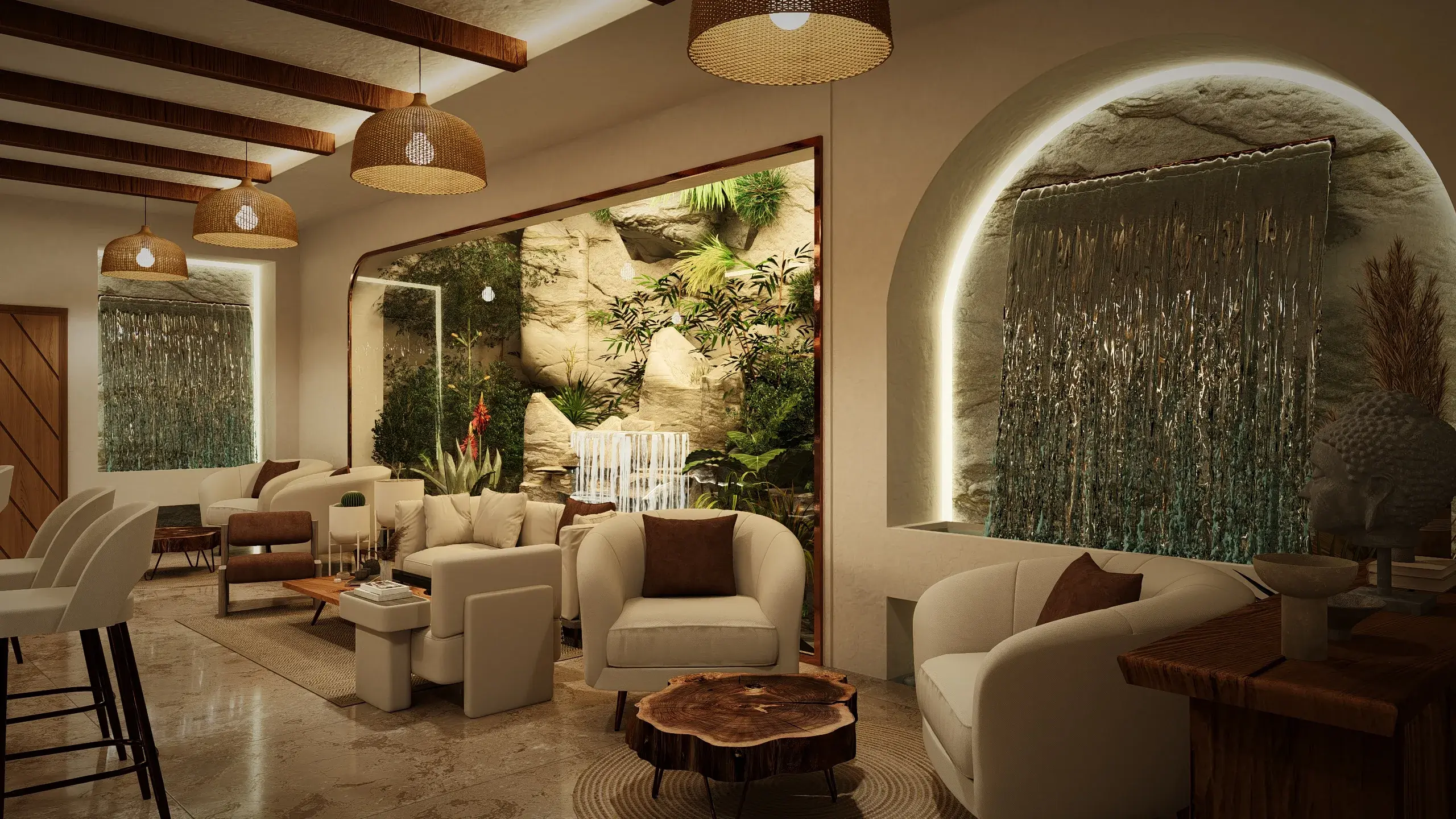 Moroccan Premium Restobar & Lounge interior spatial visualization by Khalil Grouz